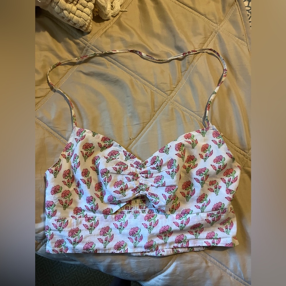 Rahi Floral Pink Crop Top (XS)